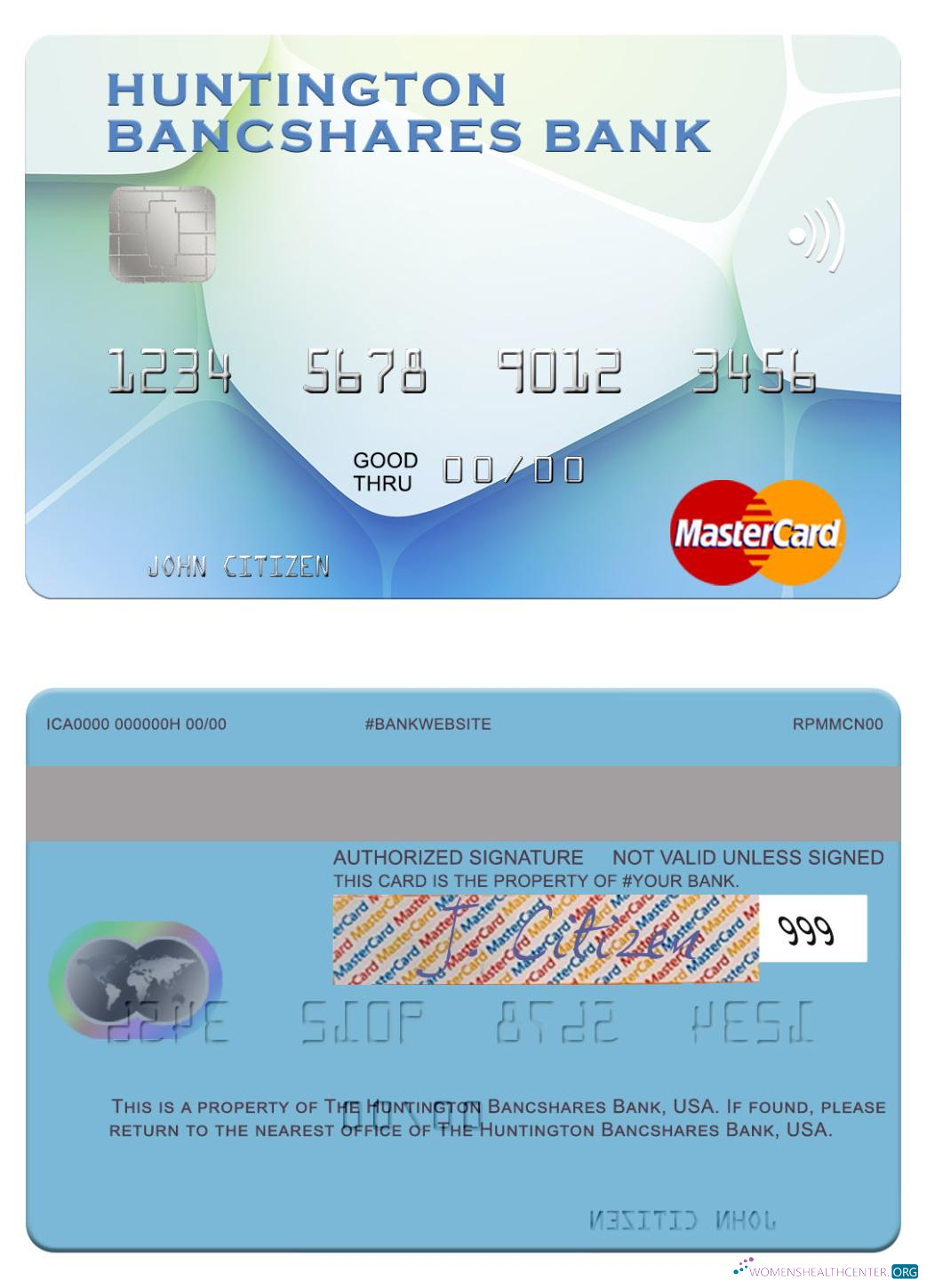 Download USA Huntington Bancshares Bank mastercard Photoshop template